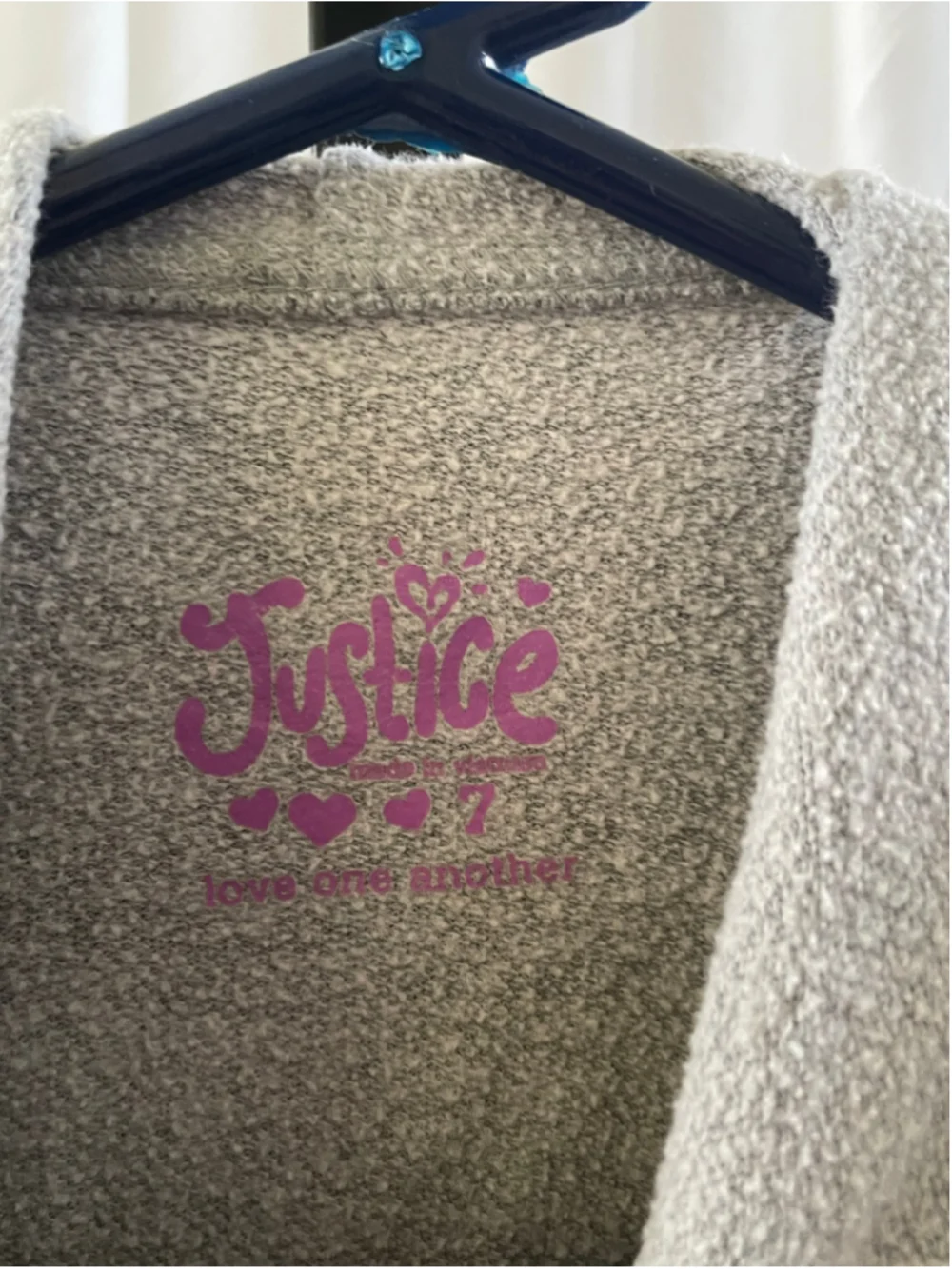 Girls Justice Zip-Up Hoodie Size 7 Grey and Purple